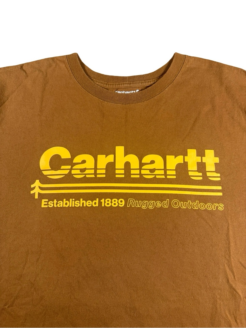 Carhartt Relaxed Fit Mens XL Brown Rugged Outdoors Logo T Shirt Short Sleeve